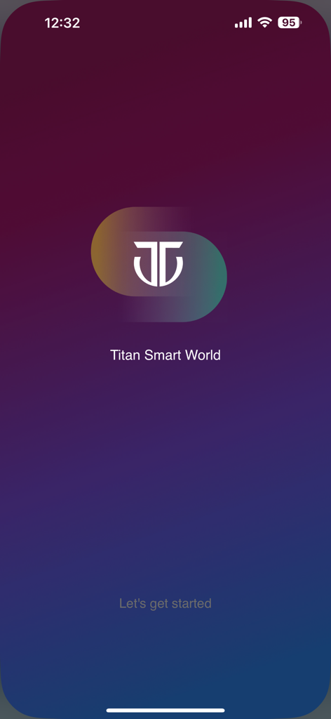 Titan Smart World - Titan Smart World app welcome screen with logo and welcome message