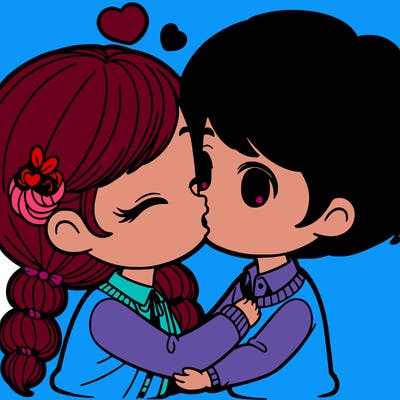 a girl kissing a boy