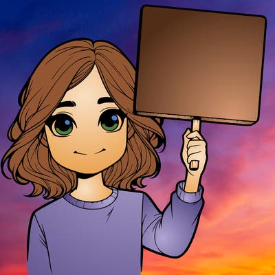 realistic girl holding up a sign