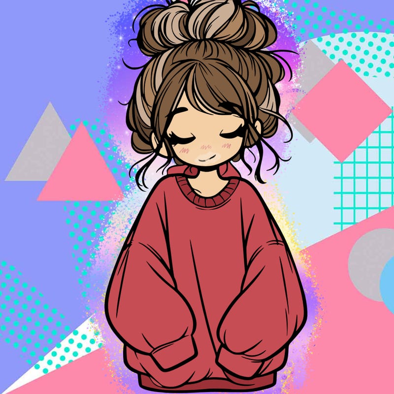 girl with baggy sweatshirt and messy bun
