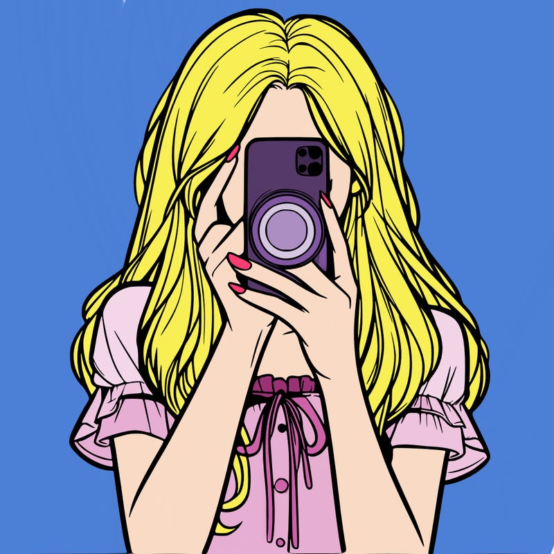 a realistic girl holding her phone taking pictures