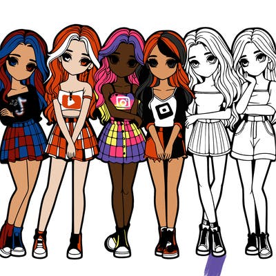 a group of girls realistic