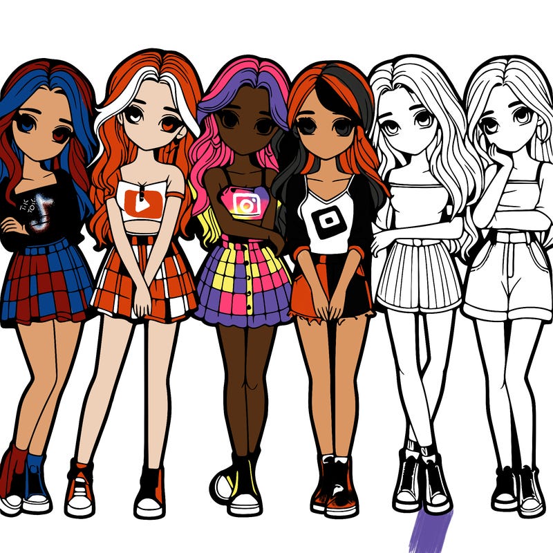 a group of girls realistic