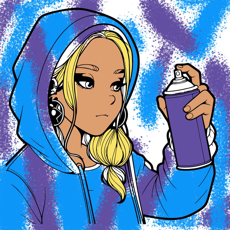 a realistic girl, spray painting