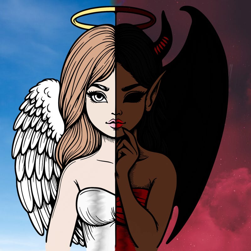 realistic angel half demon