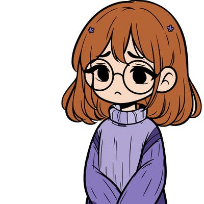 sad girl with glasses in a sweater