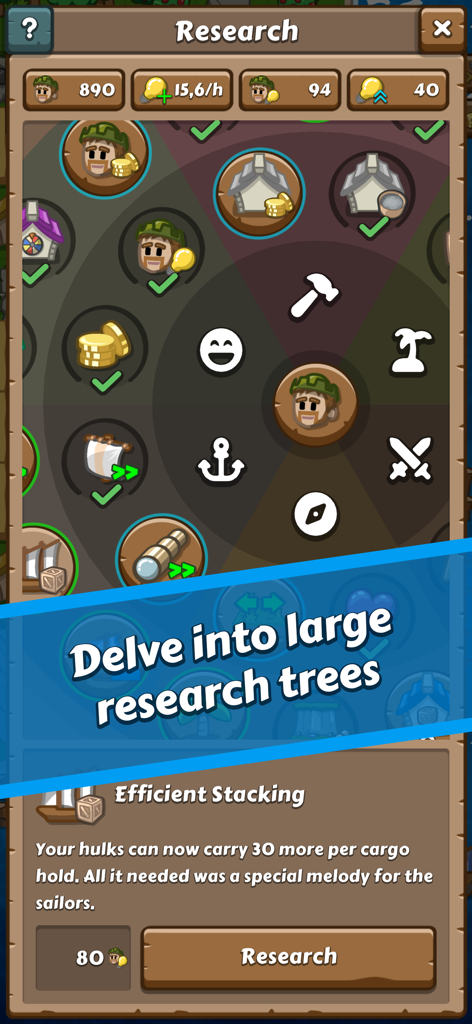 Paragon Pioneers 2 research menu showing a circular technology tree with strategic perks and upgrades