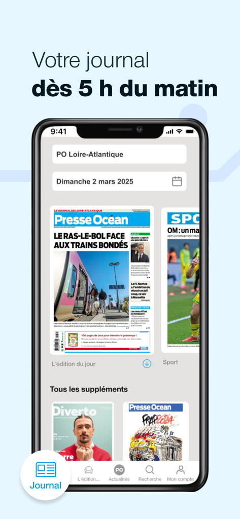 Presse Océan - Le Journal - Interface de l application Presse Ocean affichant le journal numerique et ses supplements