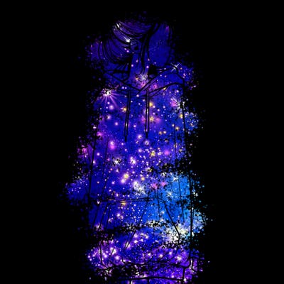 realistic girl with a oversized sweatshirt on and a bun