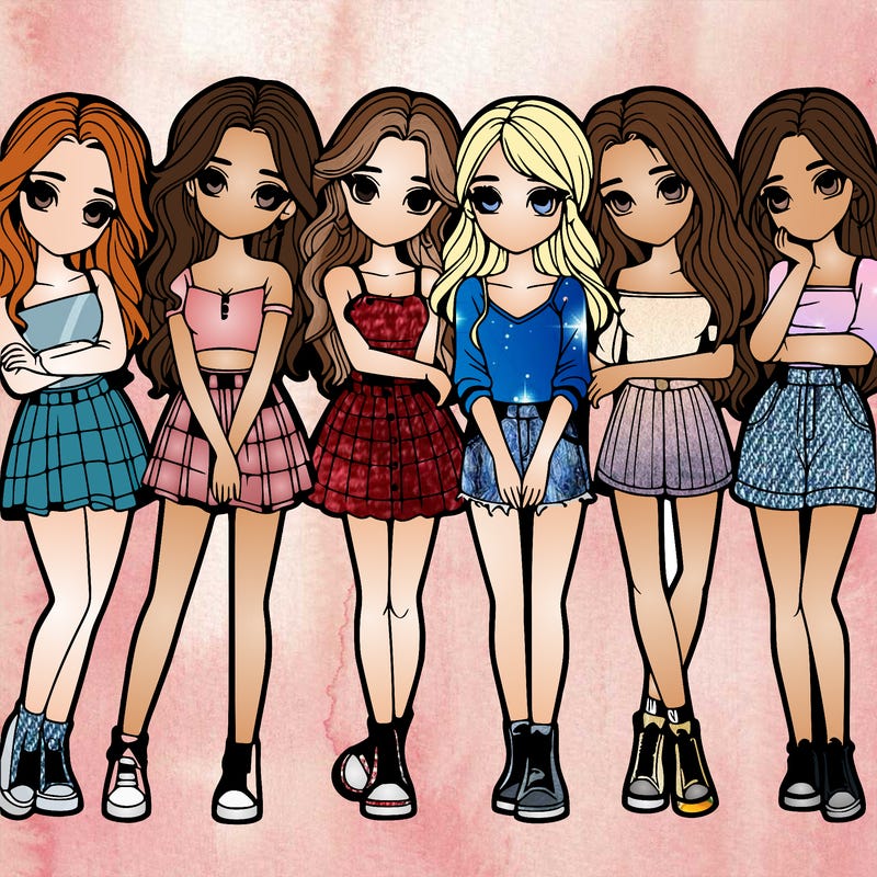 a group of girls realistic