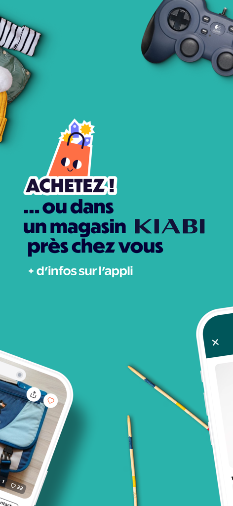 Beebs app promotional screen showing the partnership with Kiabi stores for second hand children items