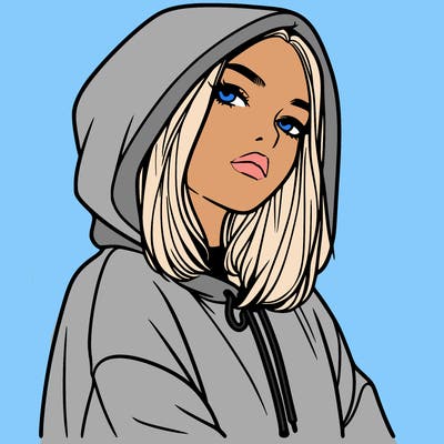 a realistic girl in a hoodie