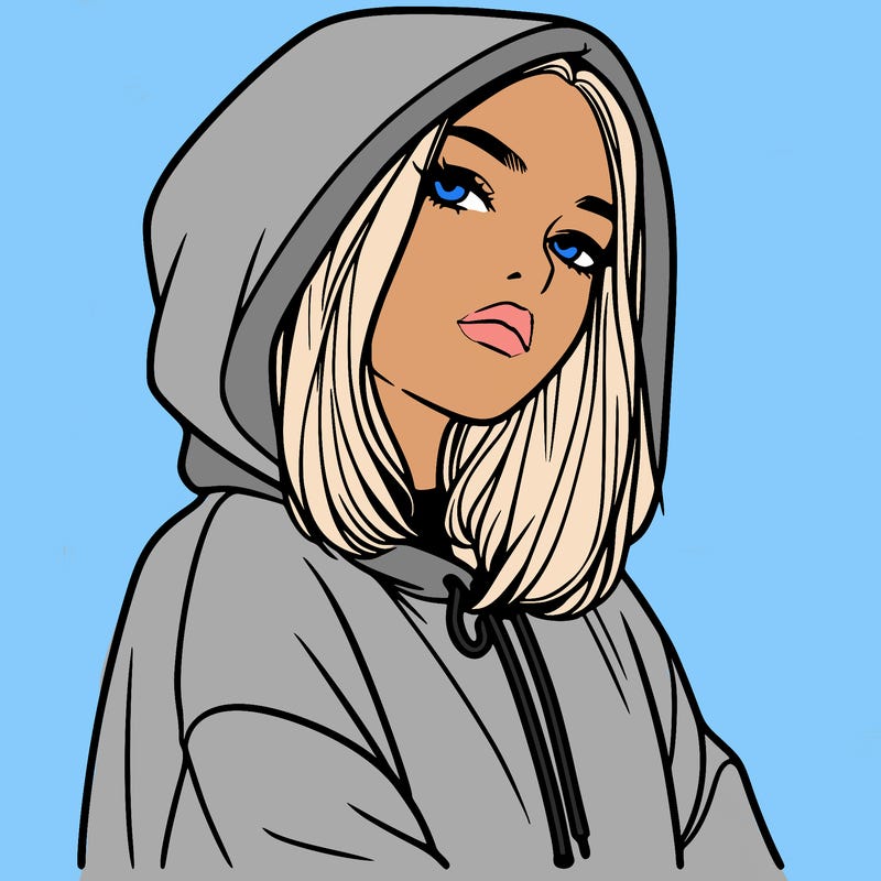 a realistic girl in a hoodie