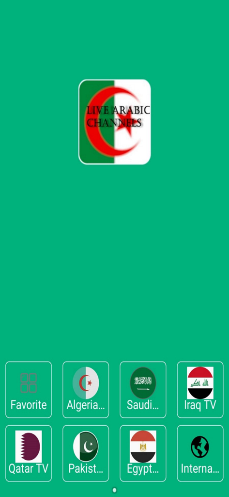 Live Arabic Tv - Live Arabic TV app interface showing channel selection by country flags.