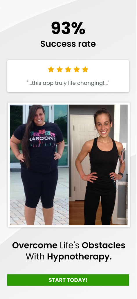 Résultats de transformation de perte de poids avant et après avec un taux de réussite de quatre-vingt-treize pour cent pour l'hypnothérapie Hypnozio.