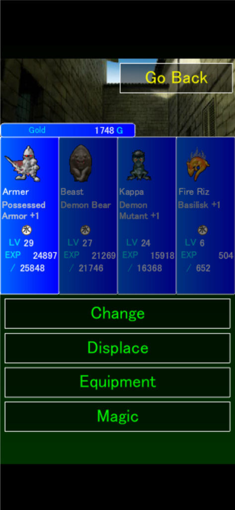 Monster Mate - Team management screen in Monster Mate showing collected monsters and stats