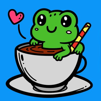 cute frog in a tea cup