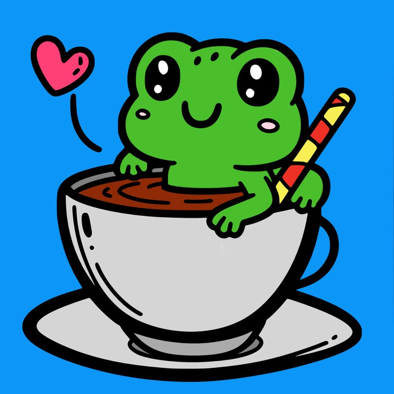 cute frog in a tea cup
