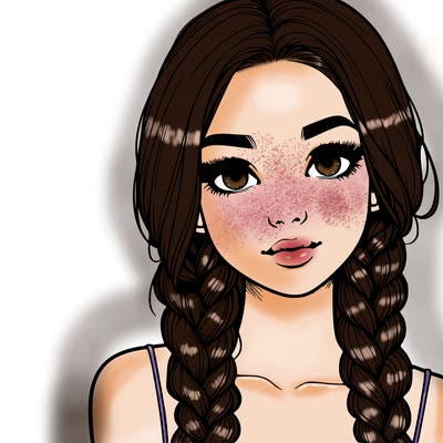 realistic girl with braids