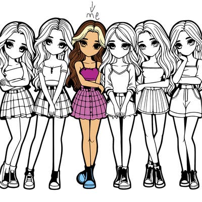 a group of girls realistic