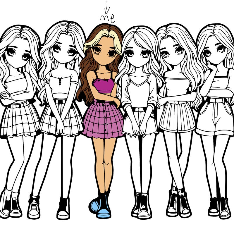 a group of girls realistic