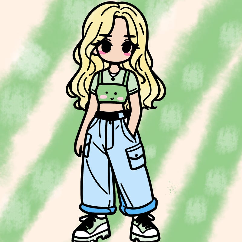 girl in crop top and baggy pants