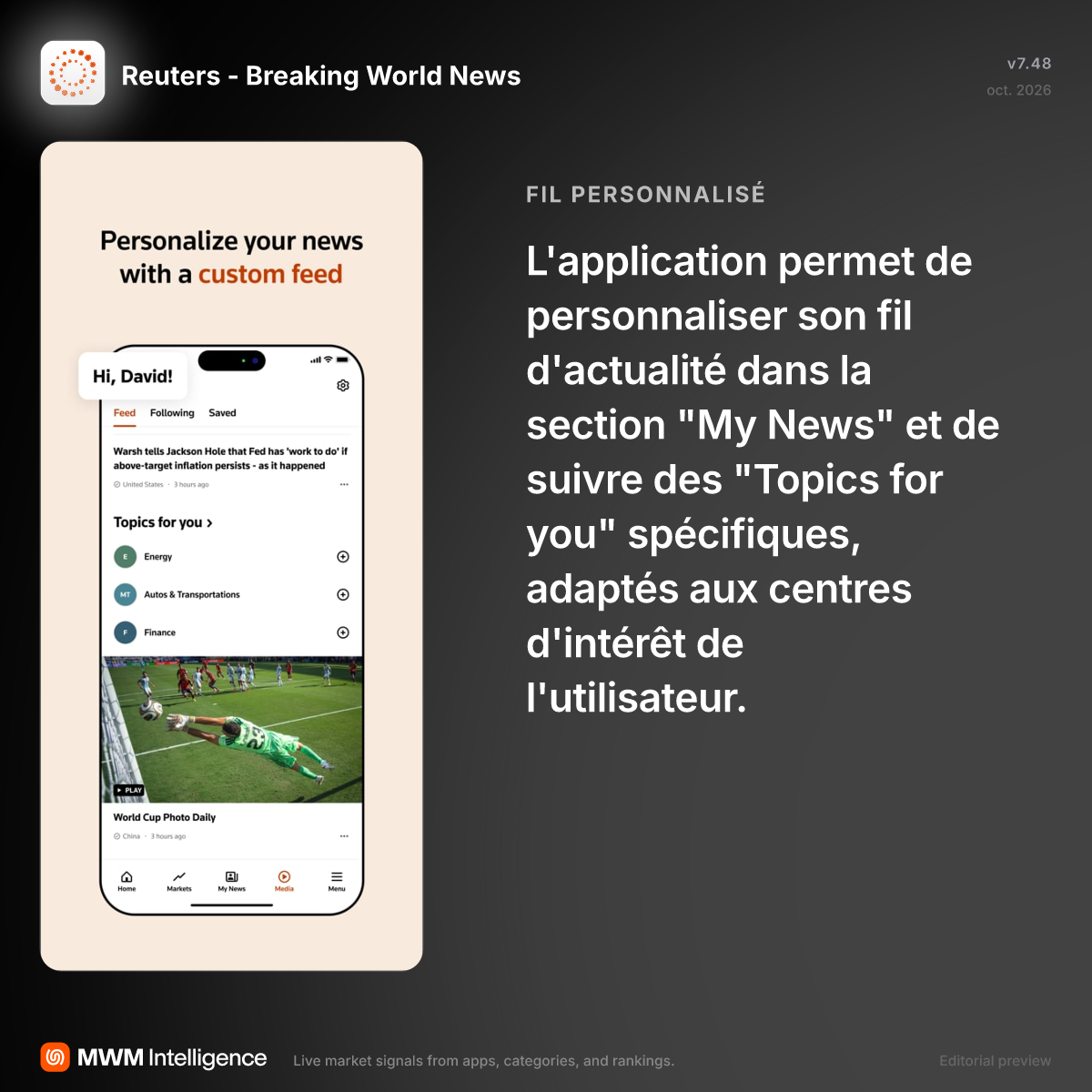 Reuters - Breaking World News - Application Actualités | MWM