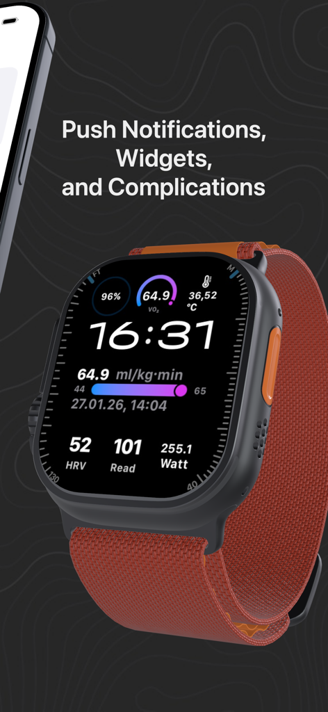 VO2max Cardio & Performance - Apple Watch displaying VO2max and fitness metrics using the app complications