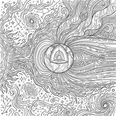 Dive into the breathtaking world of geomagnetic storms with this captivating coloring page. Featuring Earth's magnetic field interacting with solar wind, it offers an engaging and educational creative experience.