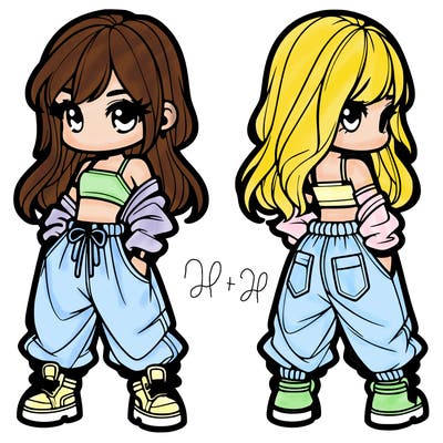 girl in crop top and baggy pants