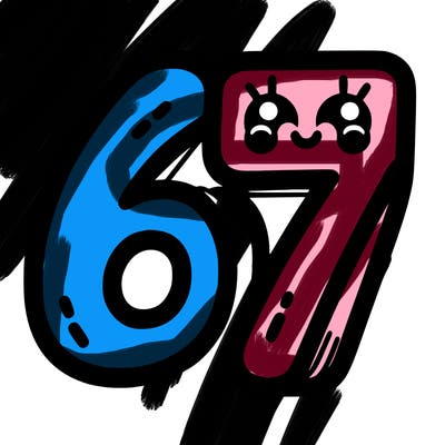 the numbers 67