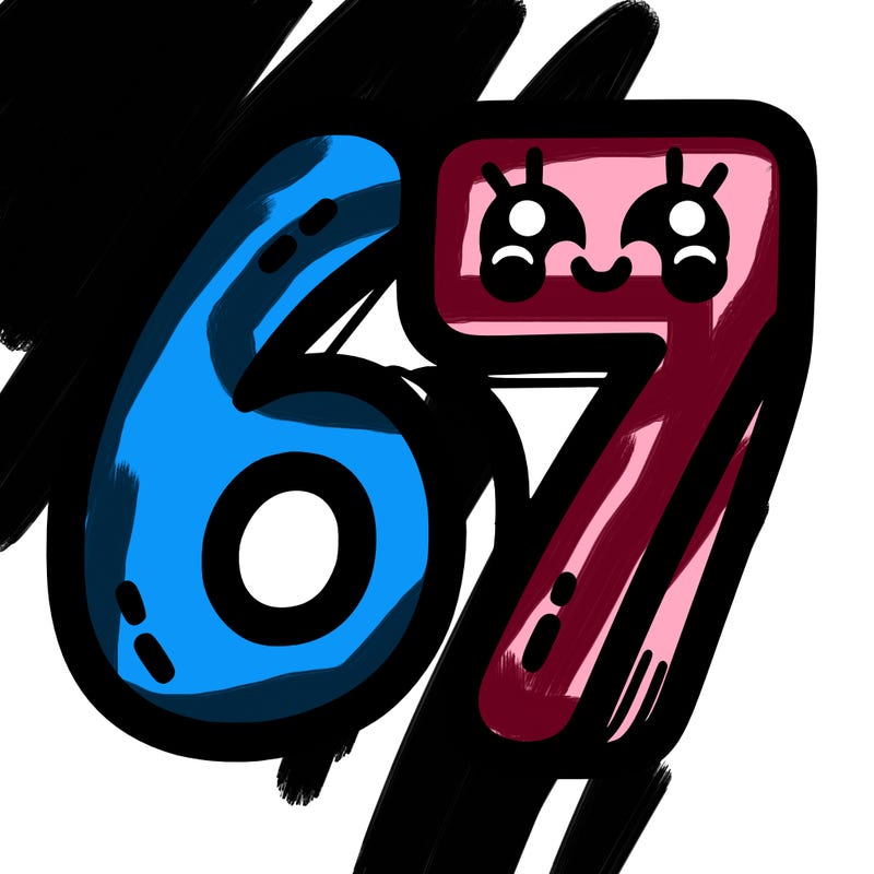 the numbers 67