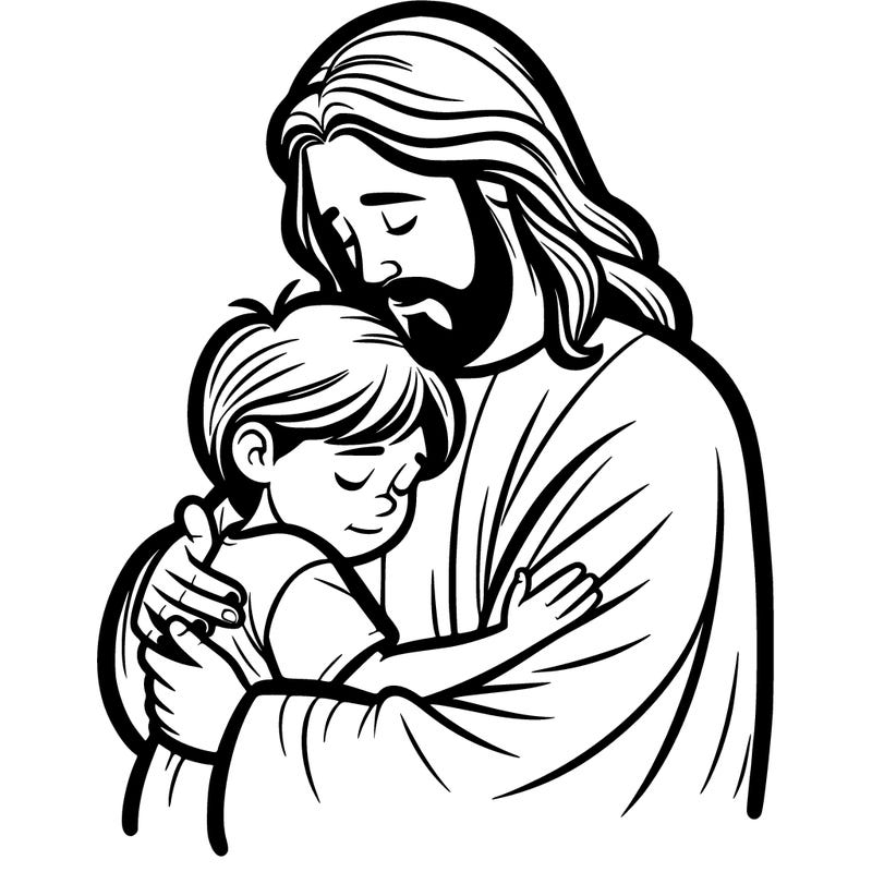 jesus hugging a child