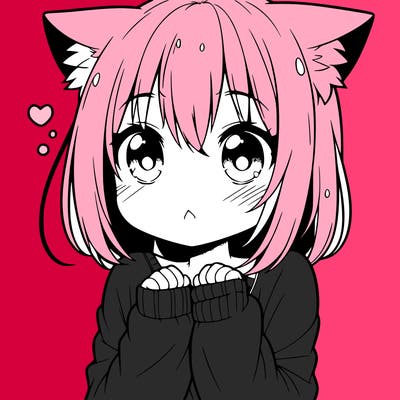 shy anime catgirl