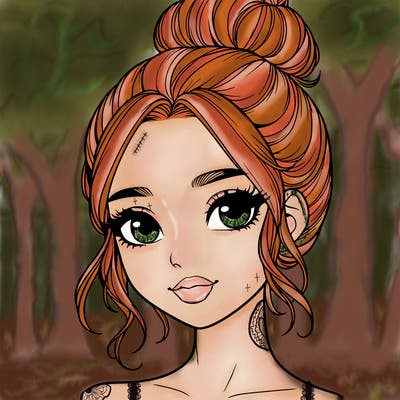 realistic pretty girl with hair in bun
