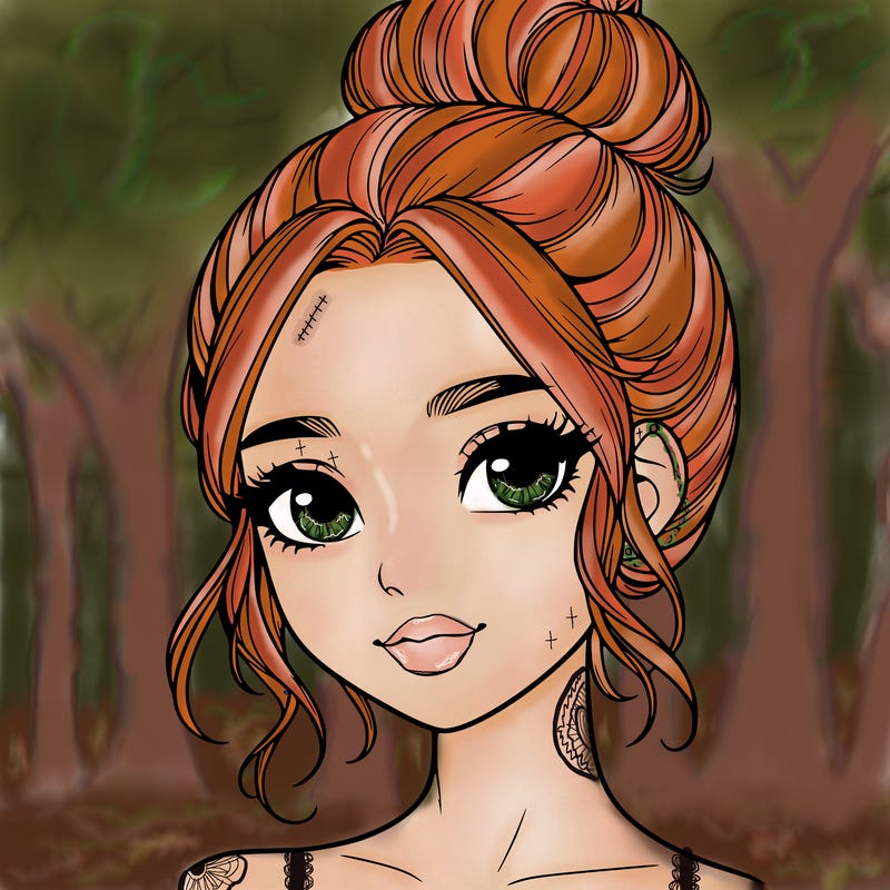 realistic pretty girl with hair in bun