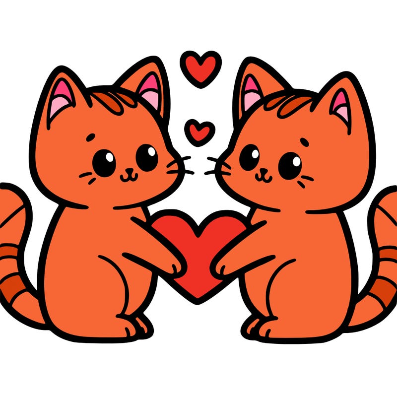 cats making a heart with  their tails