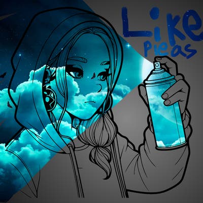 a realistic girl, spray painting