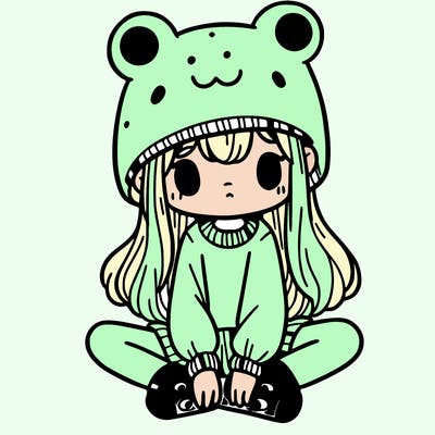 a girl wearing a frog hat and some frog socks