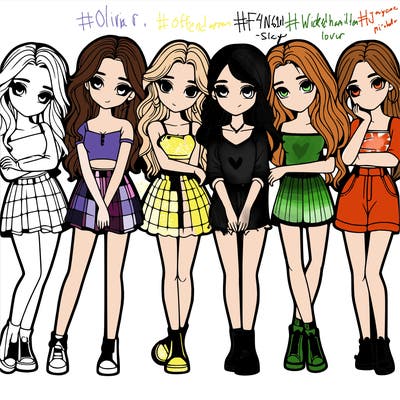 a group of girls realistic