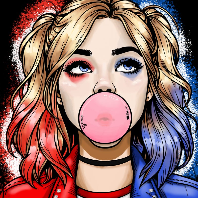realististic girl blowing bubble -gum