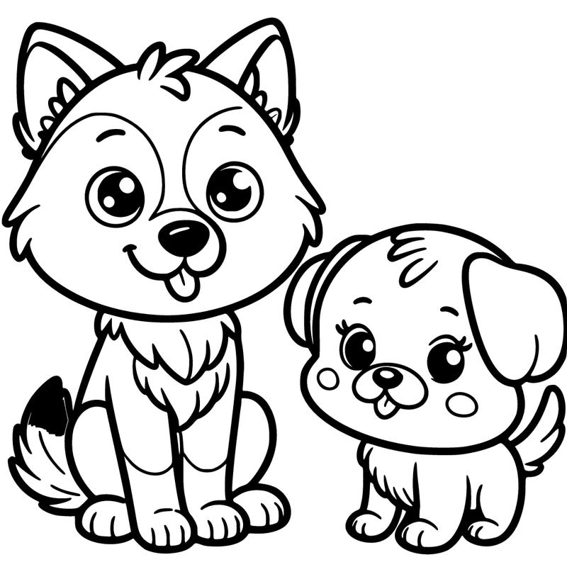 cute little wolf and dog