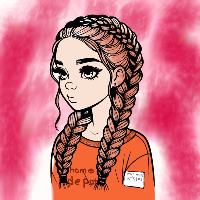 realistic girl with braids