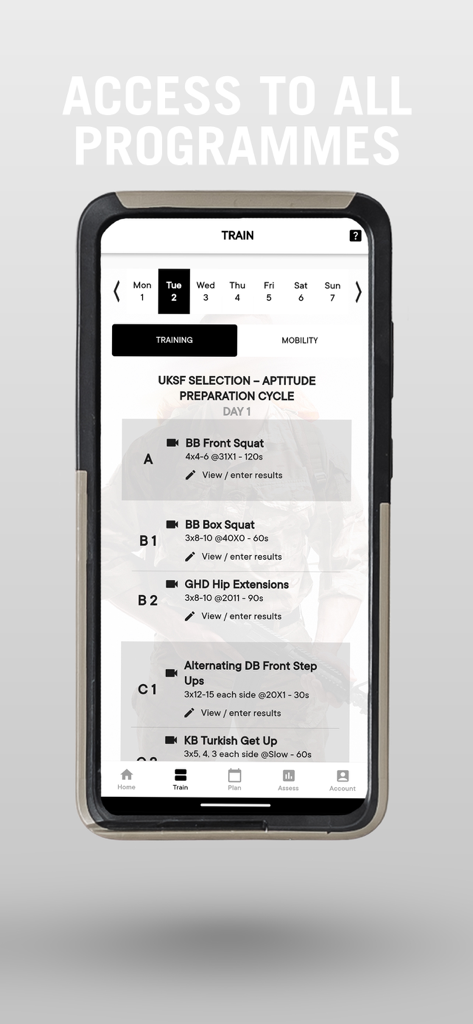 Stoic Conditioning - Tactical training program interface on the Stoic Conditioning app.
