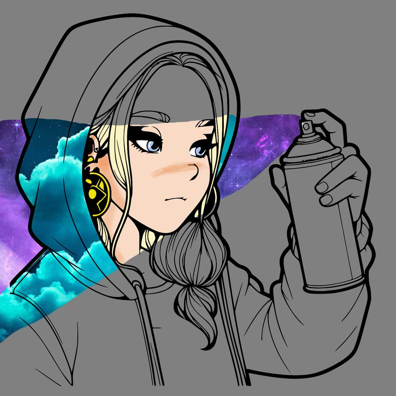 a realistic girl, spray painting