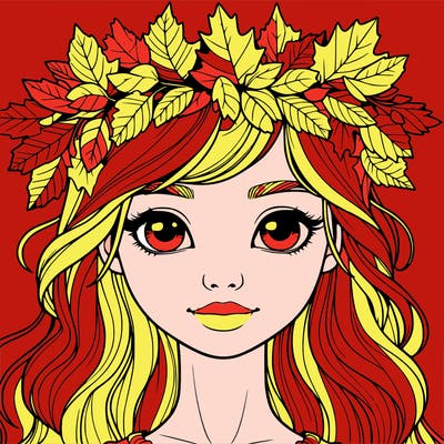 realistic girl with fall leaf crown