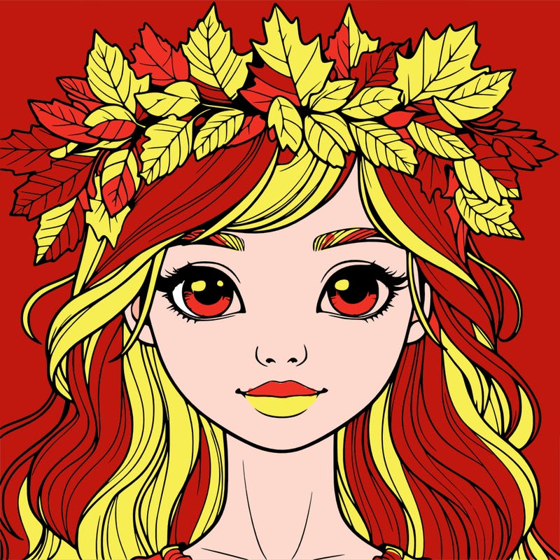 realistic girl with fall leaf crown