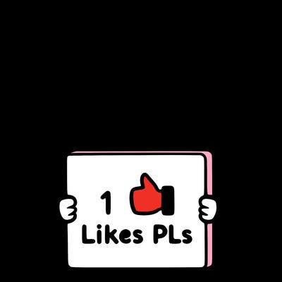 girl holding a sign saying 10 likes pls