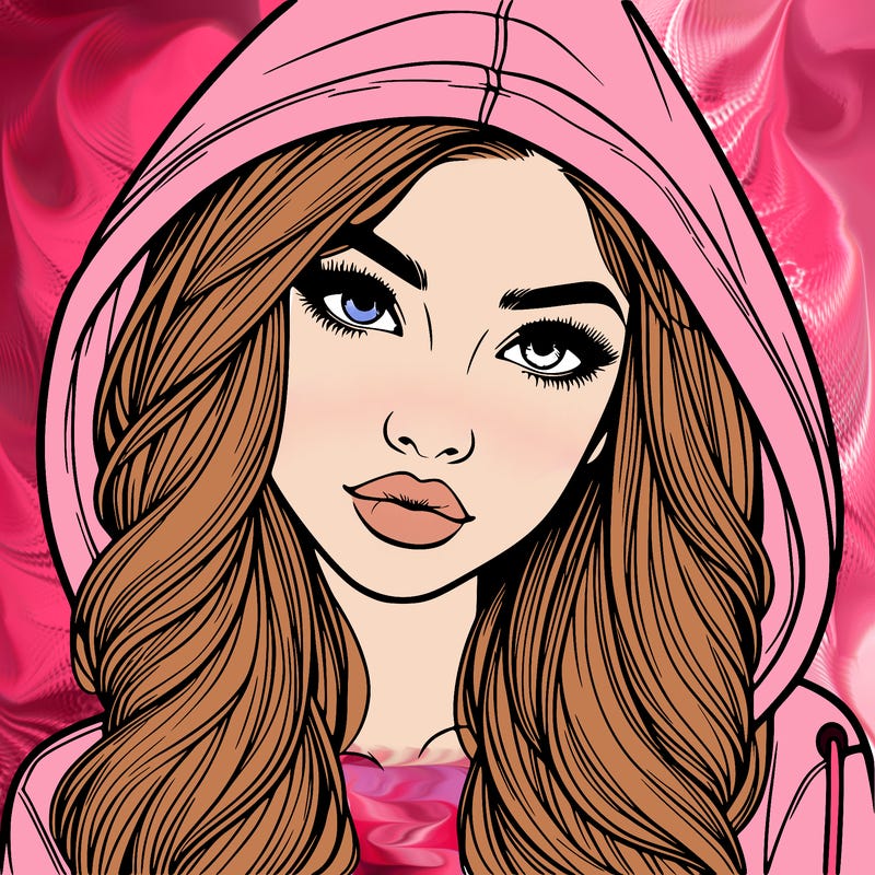 realistic beautiful girl with a hood on