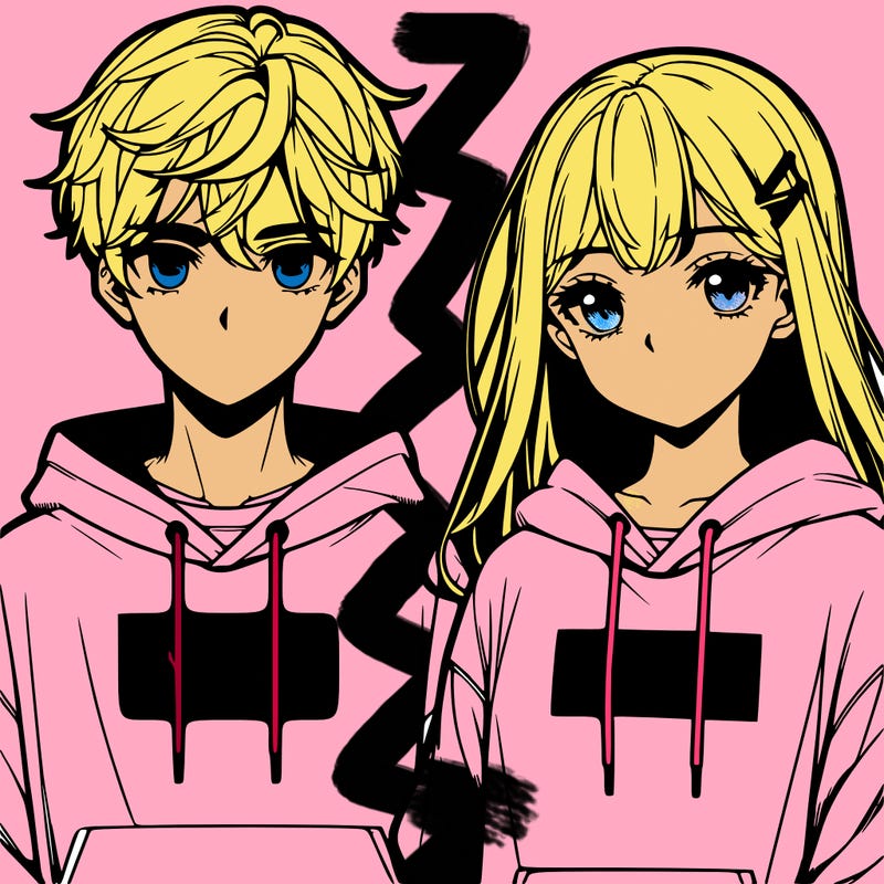 manga guy and girl wearing nike hoodies